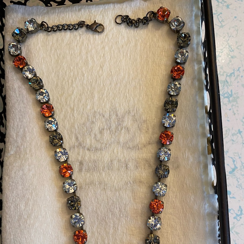 Red. Gray and White Gem stone Necklace.